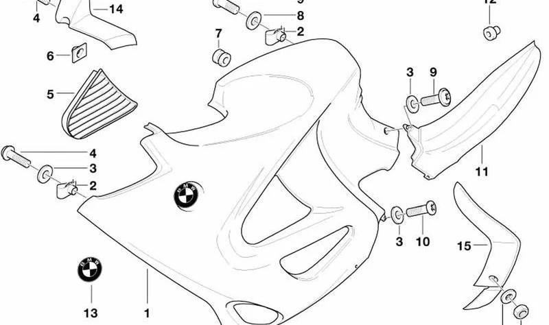 Rejilla decorativa salida de aire derecha OEM 46632307826 para motos BMW K 1200 RS, K 1200 LT, K 1200 GT. Original BMW Motorrad.