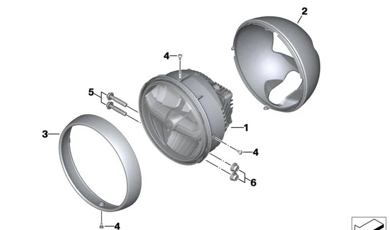 Carcasa de faros negra OEM 63129898681 para motos BMW R 18, R 12 nineT, R 12... y más. Original BMW Motorrad.
