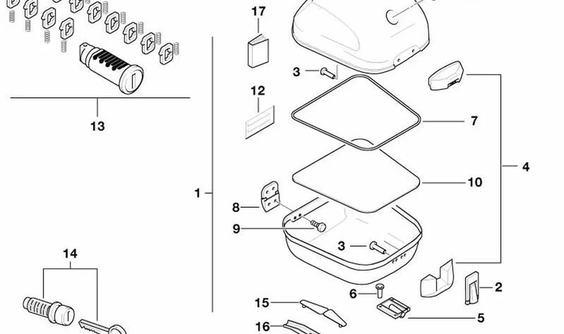 Juego de cerraduras Top case OEM 51257660863 para BMW F 650 GS, G 650 GS, R 1150 GS Adventure... y más. Original BMW Motorrad.