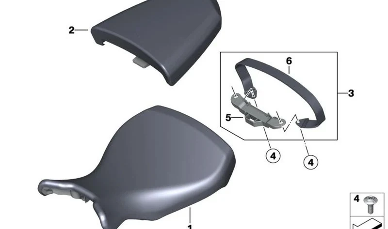 Correa de retención OEM 52538531160 para motos BMW R nineT, R nineT Pure, R nineT Scrambler, R nineT Racer, R nineT Urban G/S. Original BMW Motorrad.