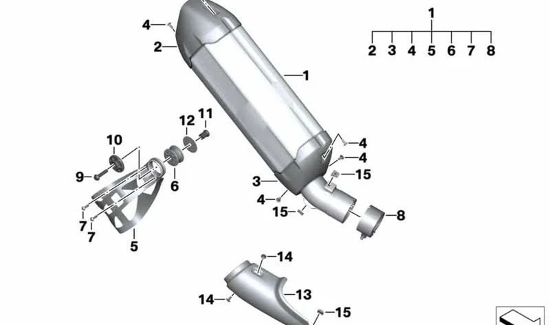Caperuza silenciador final delantero OEM 18518530583 para BMW R1200GS, R1250GS y más. Original BMW Motorrad.
