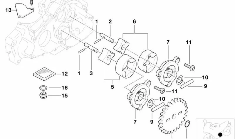 Tapa de bomba de aceite OEM 11412343106 para BMW Motorrad F 650, F 650 ST, F 650 GS, G 650 X... y más. Original BMW Motorrad.