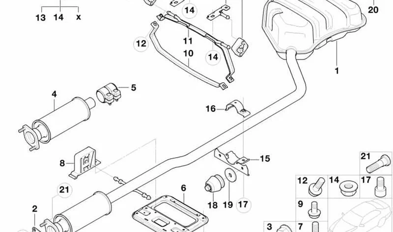 Soporte de goma trasero OEM 18207521427 para MINI R50, R53, Cabrio R52. Original MINI.