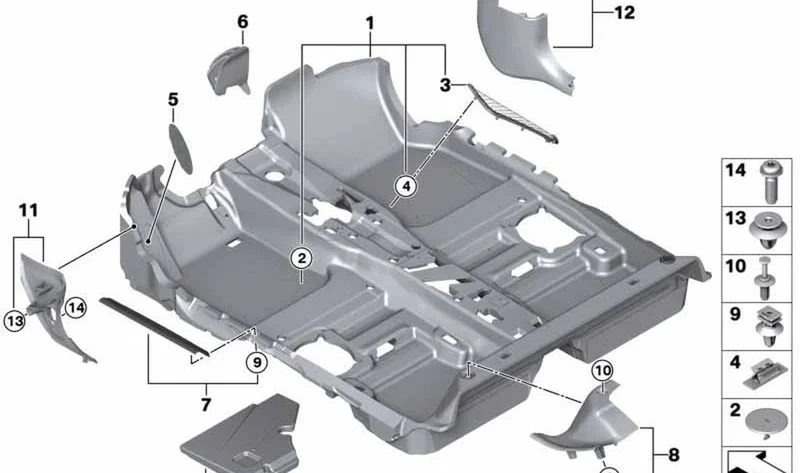 Revestimiento lateral inferior izquierdo OEM 51437298801 para MINI F55, F56, Cooper, Cooper S, JCW... y más. Original MINI.