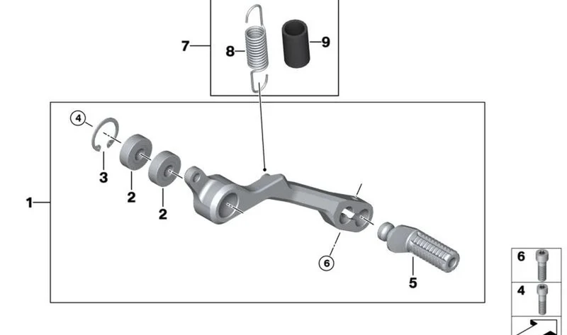 Pedal de freno OEM 35215A68086 para BMW Motorrad S 1000 RR (K67), M 1000 RR (K66). Original BMW Motorrad.