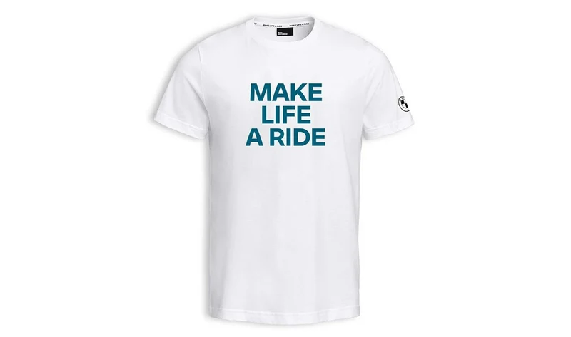 Camiseta blanca "Make Life a Ride" talla XL OEM 76615B3E470 para BMW. Original BMW Motorrad.