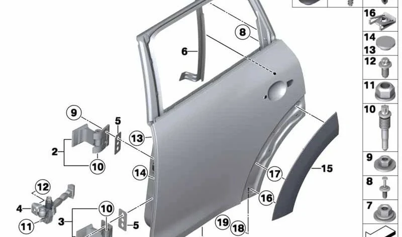 Riel de guía para ventana trasera izquierda OEM 41009803023 para MINI Countryman R60 (Cooper, Cooper ALL4, Cooper D) y más. Original MINI.