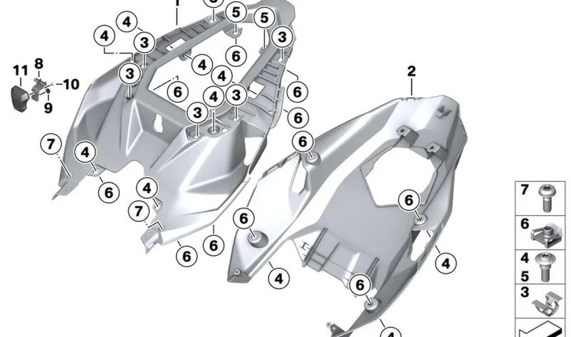 Caperuza trasera OEM 46631540566 para BMW Motorrad S 1000 R (K63), M 1000 R (KM3). Original BMW Motorrad.