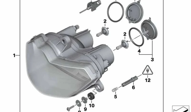 Faro delantero OEM 63127713391 para motos BMW K1200R, K1200R Sport, K1300R. Original BMW Motorrad.