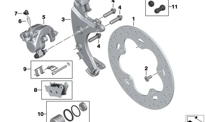 Juego de piezas fijación forro del freno OEM 34211690685 para motos BMW C 400 GT, C 400 X, K07. Original BMW Motorrad.