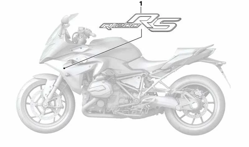 Inscripción derecha OEM 51148545360 para motos BMW R 1200 RS, R 1250 RS. Original BMW Motorrad.