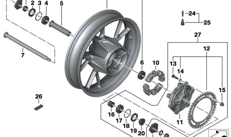 Tensor de cadena izquierda OEM 36317726976 para BMW Motorrad F 700 GS, F 800 GS, F 800 R, F 800 GS Adventure. Original BMW Motorrad.