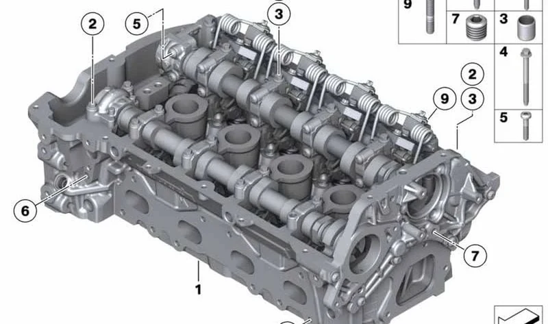 Culata con accionamiento de válvulas OEM 11122470431 para MINI R56 LCI, Clubman R55 LCI, Cabrio R57 LCI, Coupé R58, Roadster R59... y más. Original MINI.