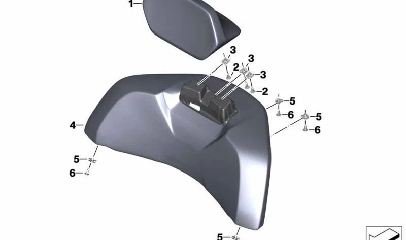 Parte tapizado inferior negro OEM 46548558062 para BMW Motorrad K1600 Bagger (K61). Original BMW Motorrad.