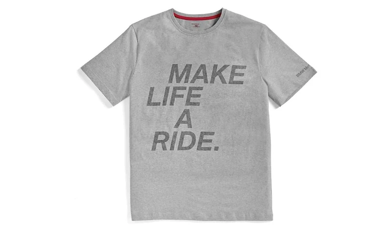 Camiseta unisex BMW Motorrad "Make Life a Ride" talla XS gris claro melange OEM 76239445521 para BMW. Original BMW Motorrad.