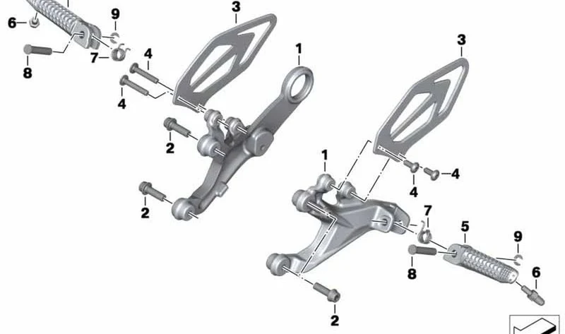 Descansa-pies derecho OEM 46718559066 para BMW Motorrad S 1000 RR K46 (2015-2018). Original BMW Motorrad.