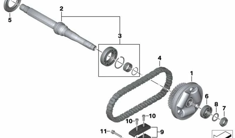 Eje primario OEM 24217729729 para BMW Motorrad C 600 Sport, C 650 GT. Original BMW Motorrad.