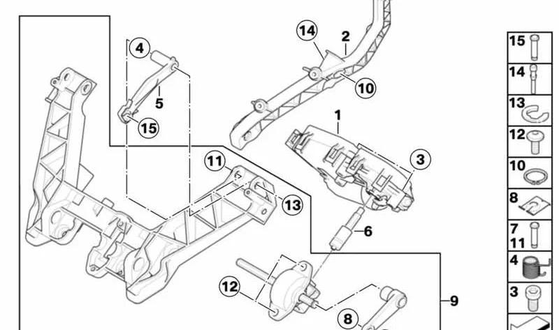 Bieleta oscilante larga derecha OEM 46637701540 para motos BMW K1200GT, K1300GT. Original BMW Motorrad.