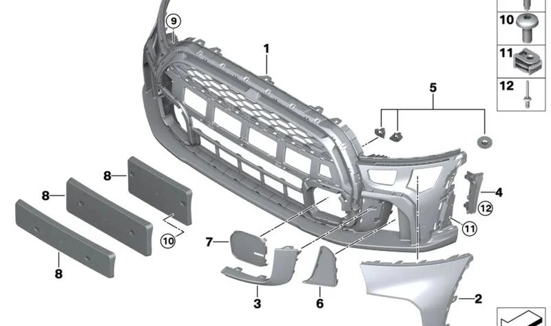 Tapa de guía de aire delantera derecha OEM 51119450636 para MINI F56, F55, F57... y más. Original MINI.