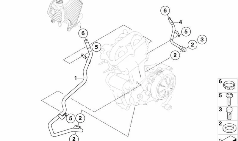 Tubería de aceite retorno OEM 11417720232 para BMW G 650 GS, G 650 GS Sertão. Original BMW Motorrad.