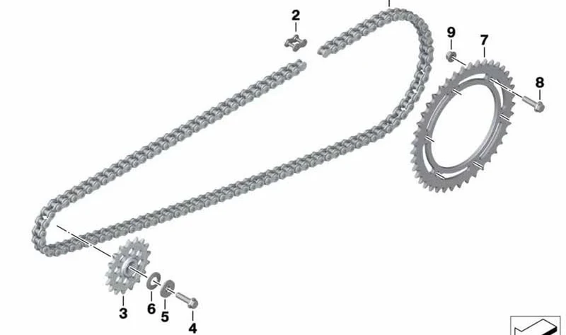 Piñón de cadena trasero OEM 33828396375 para motos BMW G 310 R, G 310 GS, G 310 RR. Original BMW Motorrad.