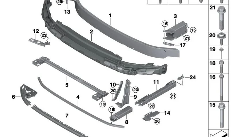 Absorbedor de golpes superior delantero OEM 51115A015F4 para MINI F56 LCI, F55 LCI, Cabrio F57 LCI. Original MINI.