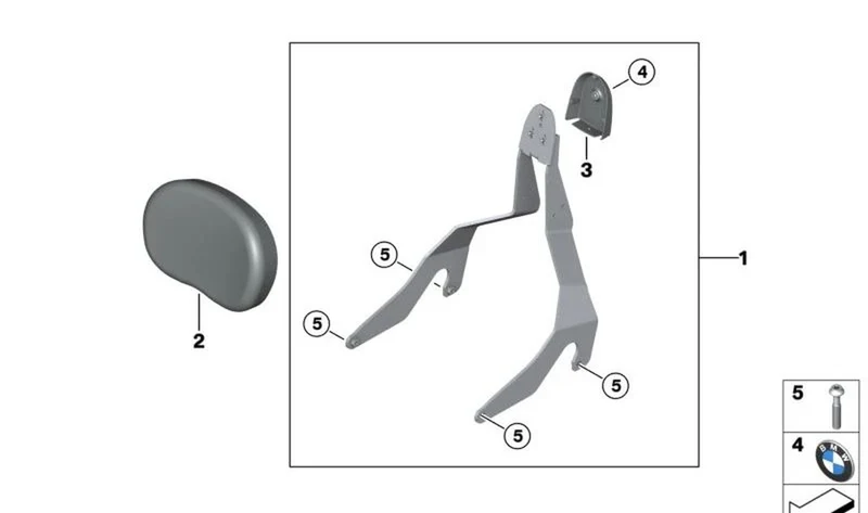 Respaldo acompañante OEM 77345A80145 para BMW Motorrad R 18, R 18 Classic, R 18 B, R 18 Transcontinental. Original BMW Motorrad.