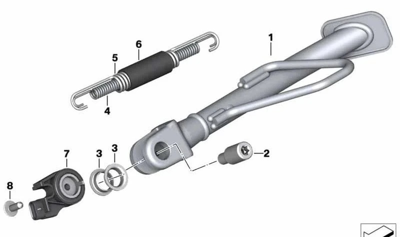 Muelle de apoyo lateral OEM 46538566934 para BMW Motorrad C 400 GT, C 400 X. Original BMW Motorrad.