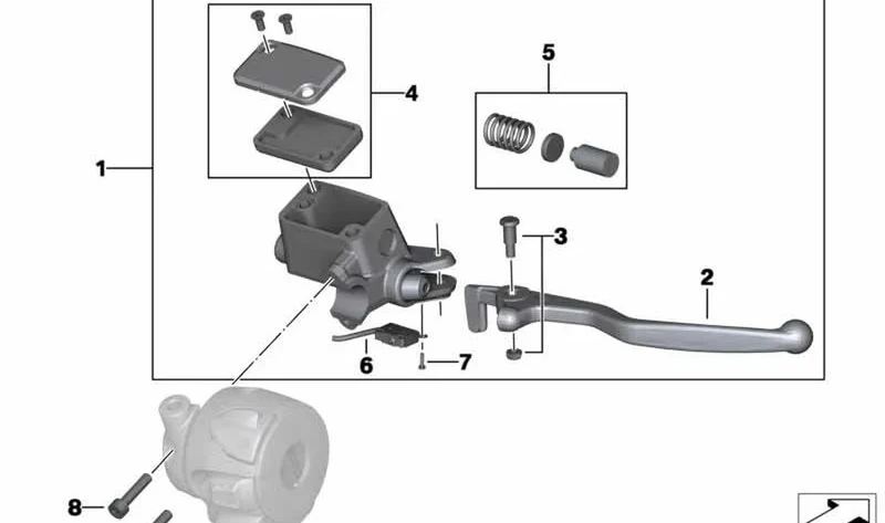 Conjunto del freno de mano OEM 32727714787 para motos BMW G 650 GS, G 650 GS Sertão. Original BMW Motorrad.