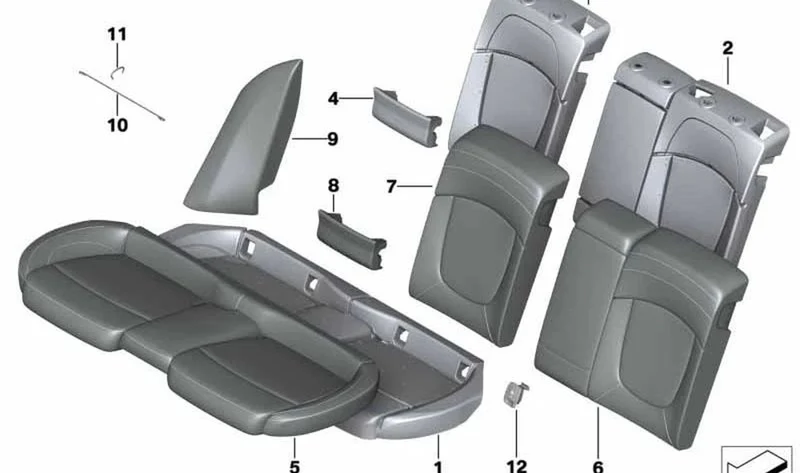 Funda respaldo tejido izquierda OEM 52207394257 para MINI Clubman F54, F54 LCI. Original MINI.