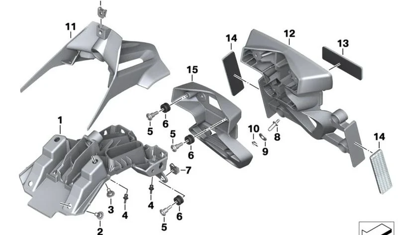 Soporte de matrícula trasero OEM 46627717024 para motos BMW S 1000 XR (K49, 05/2014 - 11/2019). Original BMW Motorrad.