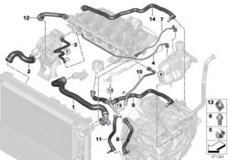 Tubo flexible bomba líquido refrigerante OEM 17127617365 para MINI F56, F55, Clubman F54, Cabrio F57, Countryman F60... y más. Original MINI.
