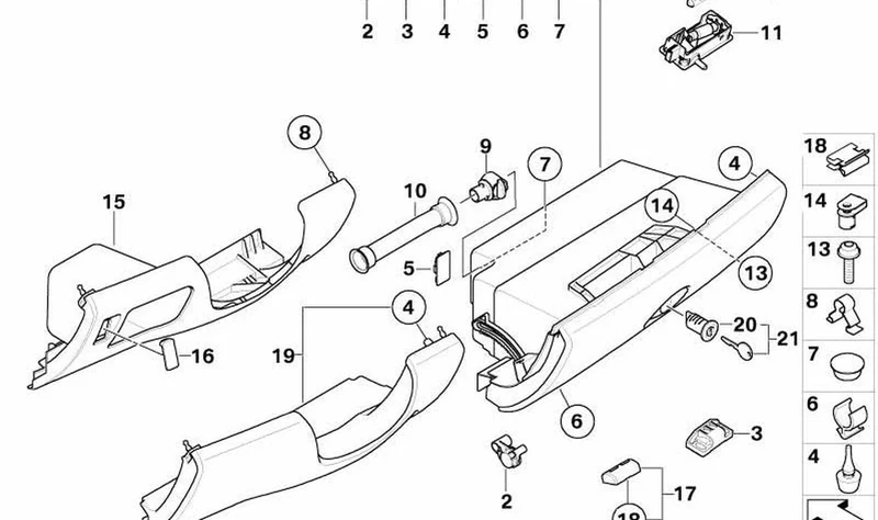 Fiador de guantera OEM 51167056615 para MINI R50, R53, Cabrio R52. Original MINI.