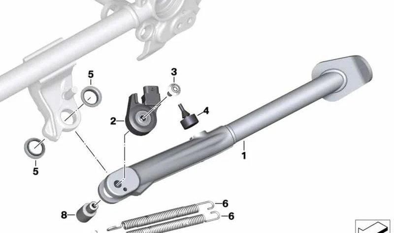 Apoyo lateral OEM 46538558715 para BMW Motorrad R nineT Scrambler, R nineT Urban G/S. Original BMW Motorrad.