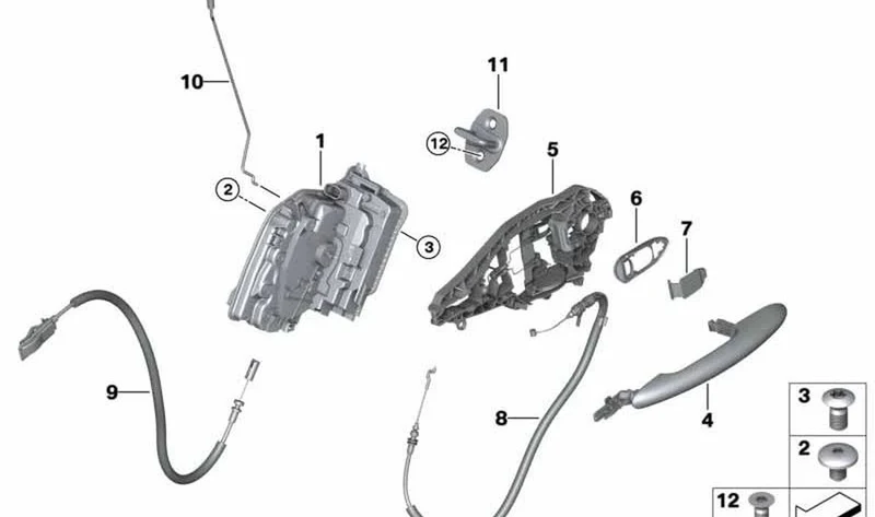 Barra de accionamiento puerta trasera izquierda OEM 51227395103 para MINI Countryman F60, F60 LCI. Original MINI.