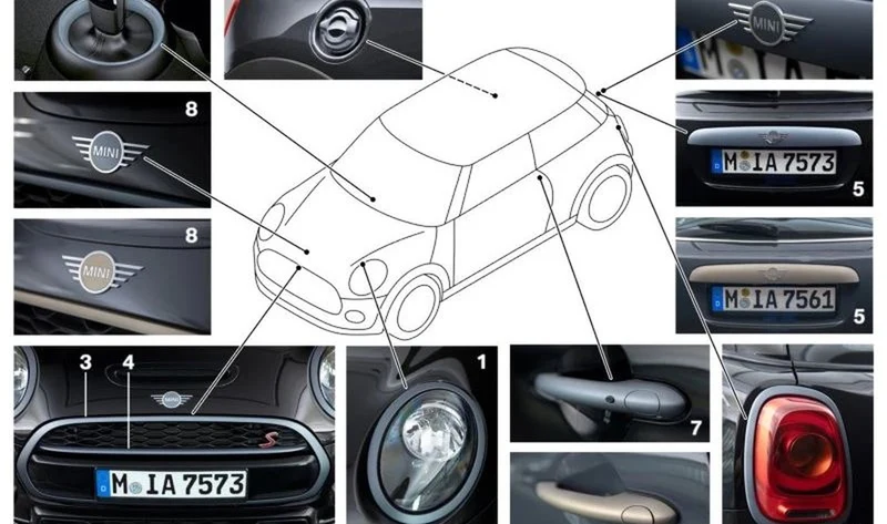 Anillo embellecedor de rejilla delantera en Aspen White OEM 51719625907 para MINI F56, F55, Cabrio F57. Original MINI.