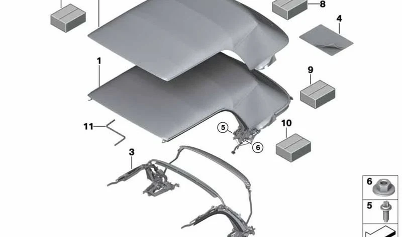 Capota bastidor OEM 54347364797 para MINI Cabrio F57, F67, F57 LCI. Original MINI.