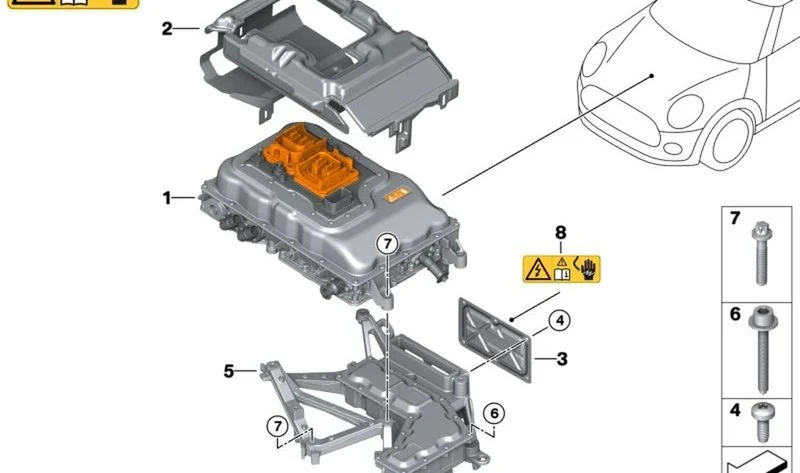 Sistema electrónico de electromáquinas OEM 12365A8CC97 para MINI F56 Cooper SE 110J, 120J, XP31, XP32. Original MINI.