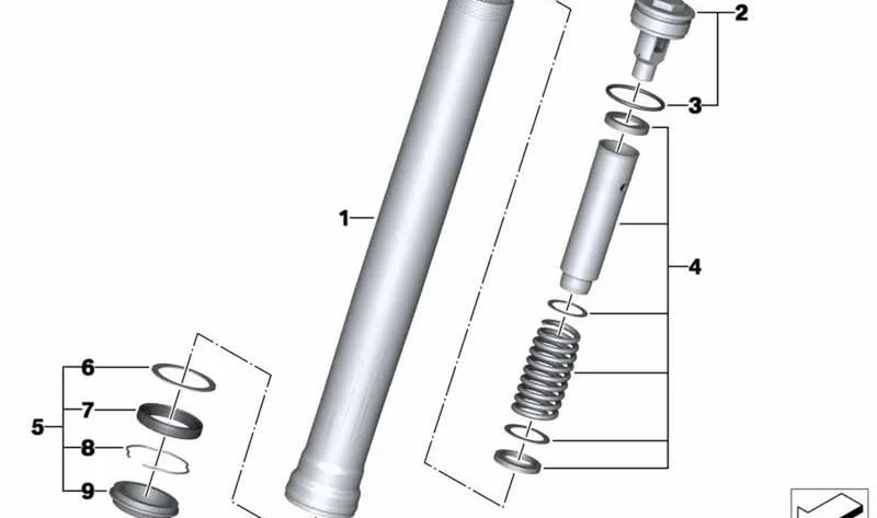 Juego de muelle de presión delantero OEM 31428551369 para motos BMW R nineT (K21). Original BMW Motorrad.