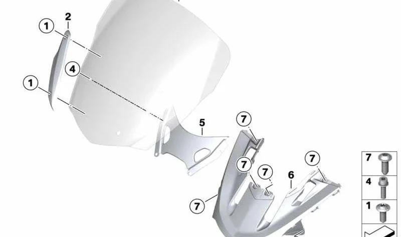 Refuerzo transversal parabrisas OEM 46637725000 para motos BMW K 1600 GT, K 1600 GTL, K 1600 Bagger. Original BMW Motorrad.