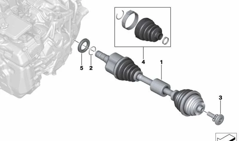 Árbol de salida izquierdo OEM 31605A2E041 para MINI F56, F55, Cabrio F57 y más. Original MINI.