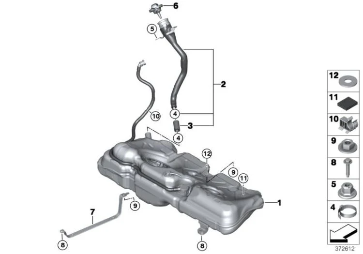 Depósito de combustible de plástico 44L OEM 16117440792 para MINI F56, F56 LCI, F55, F55 LCI, Cabrio F57. Original MINI.