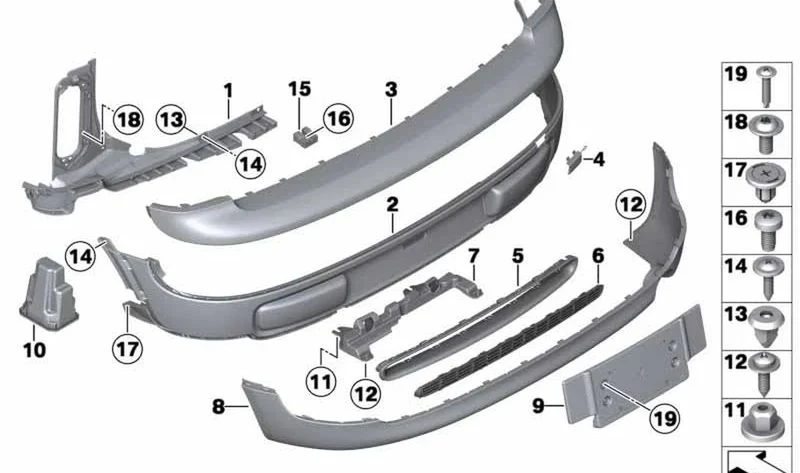 Paramento de ojete de remolque imprimado OEM 51127264353 para MINI Clubman R55 LCI (05/2009 - 06/2014). Original MINI.