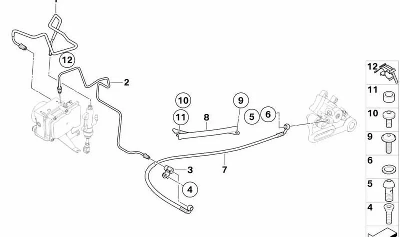 Tubería de freno trasero OEM 34328530496 para motos BMW F650GS, F800GS. Original BMW Motorrad.