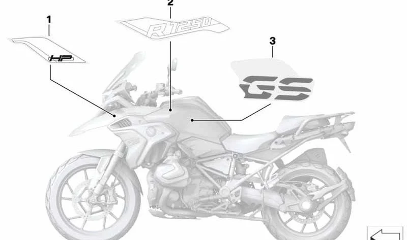 Inscripción izquierda OEM 51148406719 para BMW Motorrad R 1200 GS, R 1250 GS. Original BMW Motorrad.