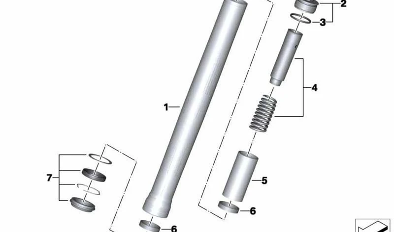 Juego de muelle de presión delantero OEM 31428550088 para motos BMW R 1200 R (K53), R 1250 R (K53) y más. Original BMW Motorrad.