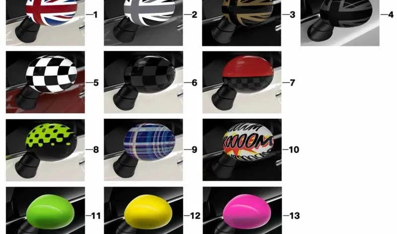 Cubierta retrovisor izquierda RHD "CHECKERED B/W" OEM 51142354919 para MINI F56, F55, Clubman F54, Cabrio F57, Countryman F60. Original MINI.