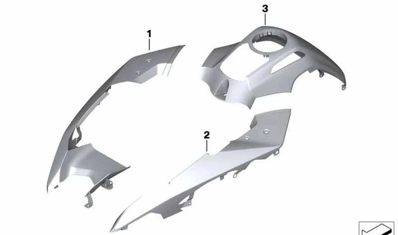 Cubierta del depósito central Ice-Gray OEM 46638409332 para BMW Motorrad R 1250 GS Adventure (K51). Original BMW Motorrad.