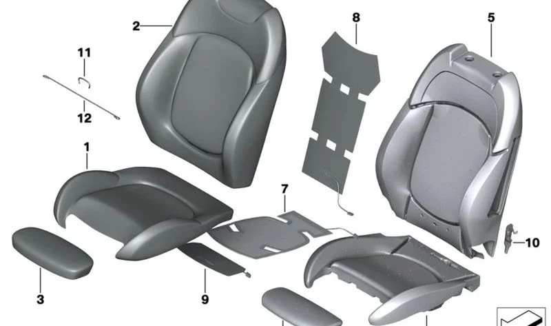 Pieza de espuma para asiento eléctrico OEM 52107457035 para MINI Countryman F60 LCI (02/2020 — 02/2024). Original MINI.