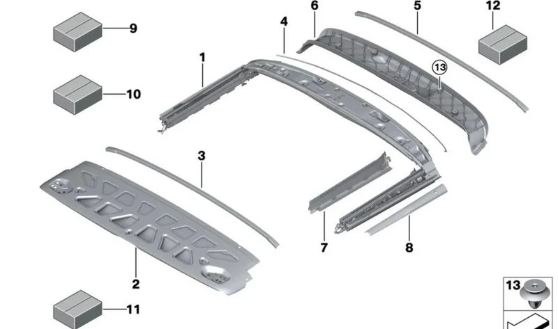 Juego de fijación molduras OEM 54347463735 para MINI Cabrio F57, F67, F57 LCI... y más. Original MINI.